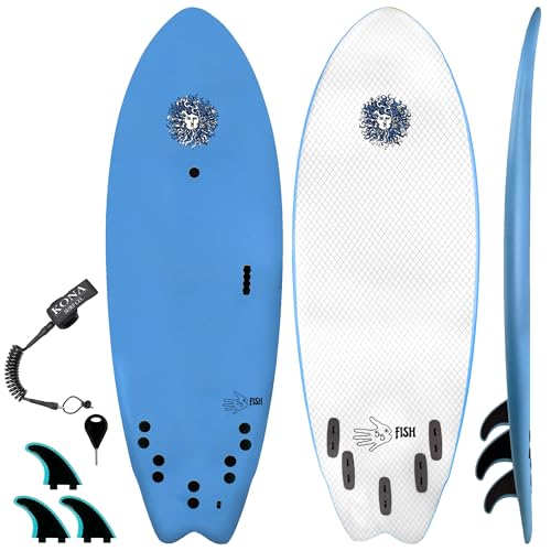 KONA SURF CO. The 5-5 Fish Surfboard for Beginners Kids...