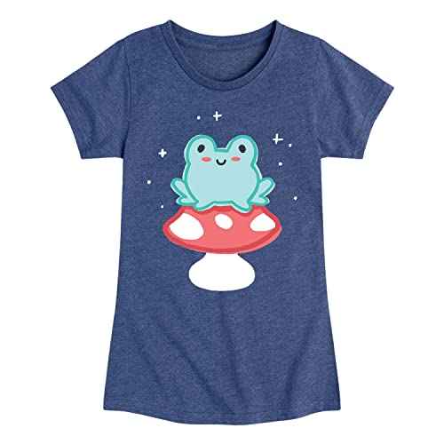 Instant Message - Frog On Mushroom - Toddler and Youth Girls Short Sleeve Graphic T-Shirt