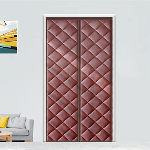 Cortina Aislante Magnética para Puertas, Aislamiento para el Invierno. Ideal para Habitaciones Con Aire Acondicionado y Calefacción. No Requiere Perforación, Fácil de Instalar. 220 x 250cm, Marrón