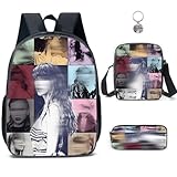 Lot de 3 sacs  dos pour amoureux de la musique chanteur avec porte-cls, sac  dos de voyage pour cole 41,9 cm, b, 10in