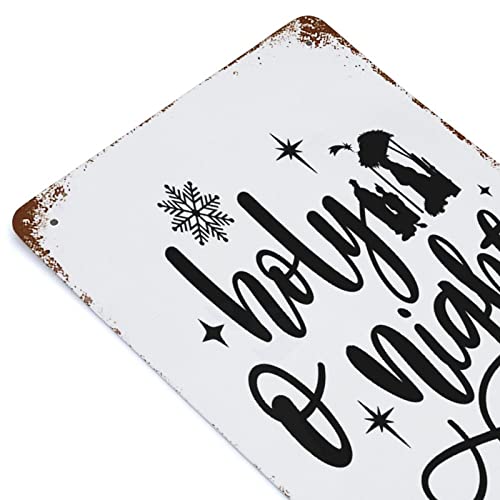 Wodevor Metal Signs Funny O Holy Night Metal Tin Sign 8"X12" Gift For Christian Metal Vintage Tin Sign Vintage Bar Decor Merry Christmas Sign For Plaque Poster Cafe Wall Art Gift #TOP6
