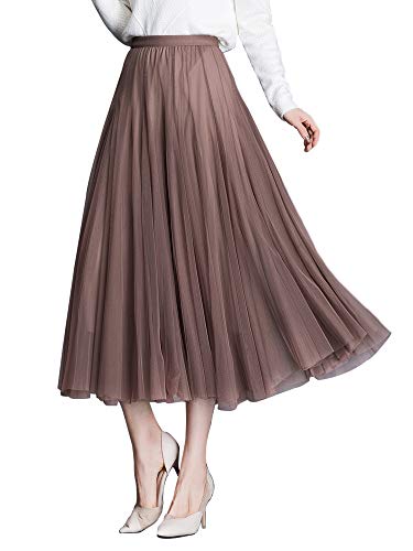 ANIMQUE Donna Gonna Tulle Midi Plissettata...