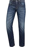 Schmal geschnittene 5-Pocket-Jeans mit niedriger Leibhöhe und geradem Beinverlauf; aufgesetzte Gesäßtaschen;