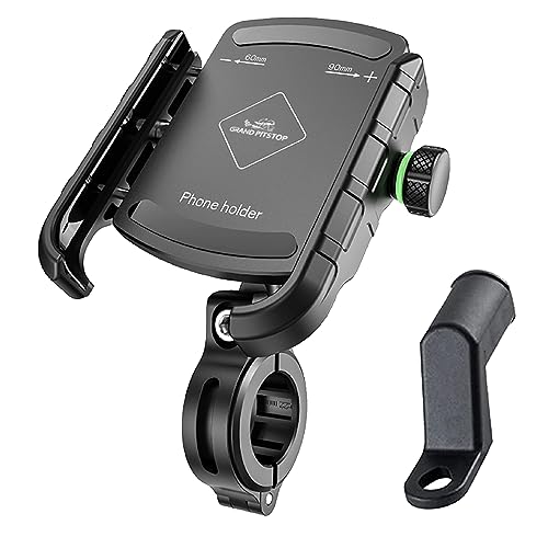 Image of GRAND PITSTOP Mobile Holder for Bikes, Motorcycle, Scooter, Bicycles, Jaw Grip Bike Mobile Holder, Aluminium Handlebar Cellphone Holder for Maps and GPS Navigation & 360 Rotation Phone Mount-Black