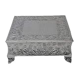 GiftBay Creations 751-18S Wedding Square Cake Stand, 18-Inch, Silver