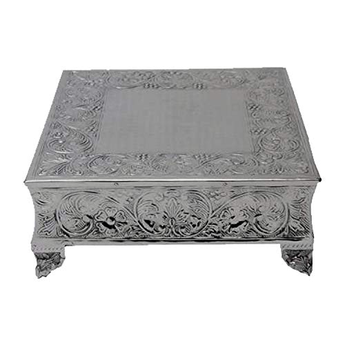 GiftBay Creations 751-18S Wedding Square Cake Stand 18-Inch Silver