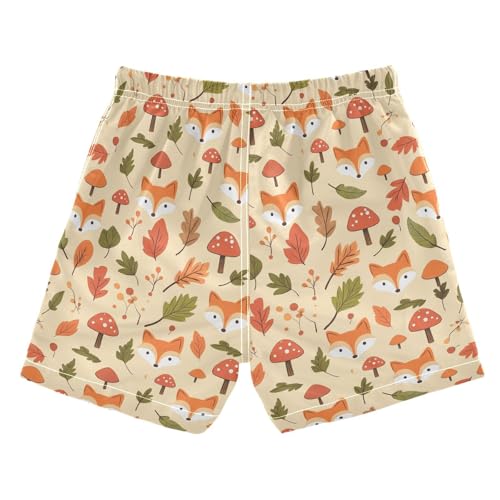 Boys Swim Trunks Quick Dry UPF 50+ Beach Board Shorts Kids Bathing Suits Swimsuit 2T Fox Mushroom Autumn Leaves2