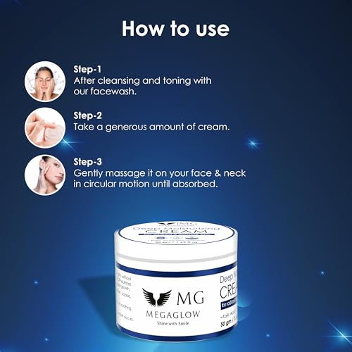 Image of MG MEGAGLOW Deep Moisturizer Cream with Niacinamide & Kojic Acid | Hydrating & Brightening Cream for Radiant & Glowing Skin | Reduces Pigmentation & Dark Spots | For All Skin Types - 50g (Pack of 2)