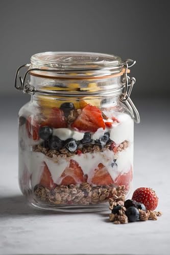 Image of Kilner Premium 2 x 1 Litre Borosilicate Airtight Square Wire Clip Top Food Storage Container Jar for Kitchen | Multipurpose, BPA Free, Reusable | For thinKitchen