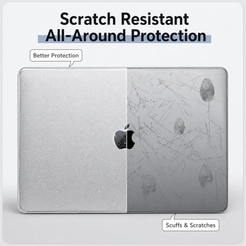 ZOBUU Clear Glitter Case for MacBook Neo 13-inch 2026 A3404, Transparent Starry Hard Shell Cover with Keyboard Cover and Tempered Glass Screen Protector - image 3