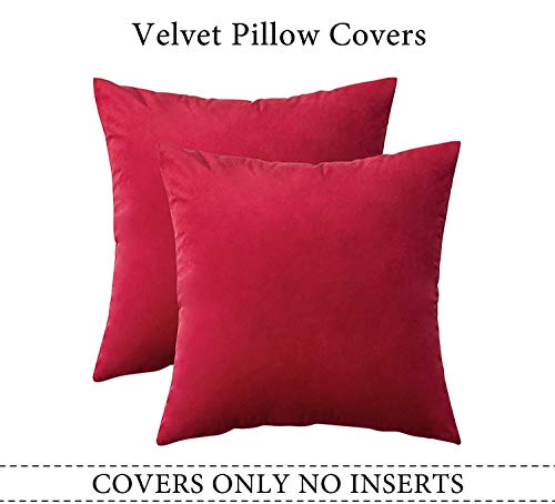 Image of Modern Homes (Pack of 2) Velvet Cushion Covers Plain Sofa Cushion Covers Pillow Covers for Living Room and Bedroom (16x16 inches, Rose Red)