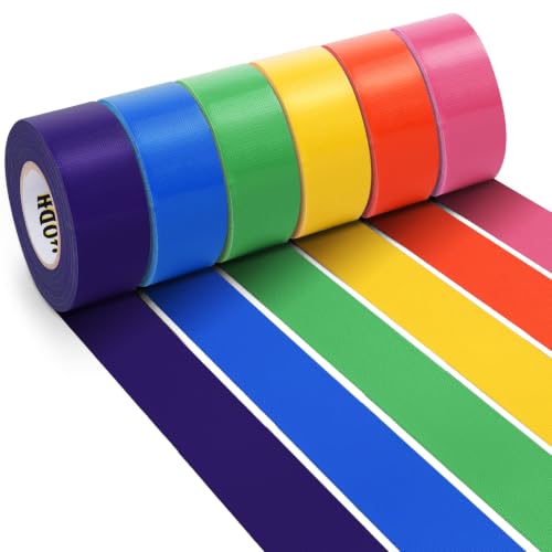 Image of Oleitodh 6 Pack 1 in x 20 yd Rainbow Colored Duct Tape