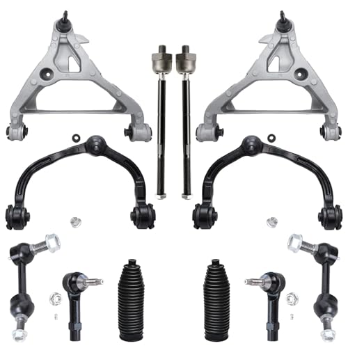 Image of Detroit Axle - 12pc Front End Suspension Kit for Jeep 05-10 Grand Cherokee Commander, Lower & Upper Control Arms Tie Rods Sway Bars Boots 2005 2006 2007 2008 2009 2010 Replacement