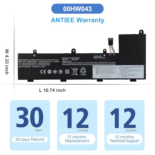 Image of ANTIEE 00HW043 00HW044 Replacement Battery for Lenovo ThinkPad Yoga 11E 3rd Gen 11E 20G8-S03400 20GA Series 00HW042 SB10J78991 SB10J78992 SB10J7899 11.25V 42Wh 3735mAh