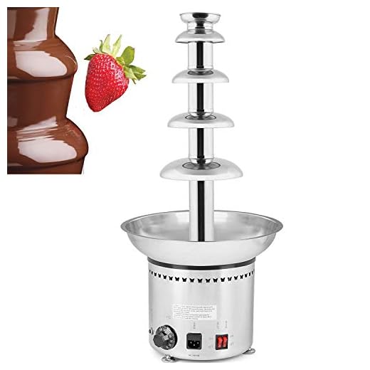 VEVOR 68CM/27.6 Inch Commercial Chocolate Fountain Machine for Weddings Parties Restaurants,32-230℉, 5 Tiers, Silver