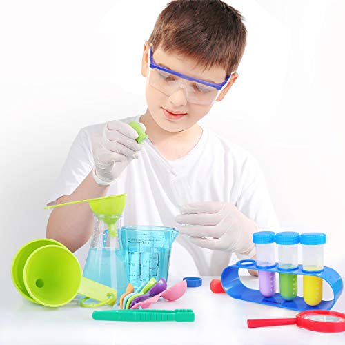 Kids Science Experiment Kit with Lab Coat Scientist Costume Dress Up and Role Play Toys Gift for Boys Girls Kids Age 5 - 11 Christmas Birthday Party