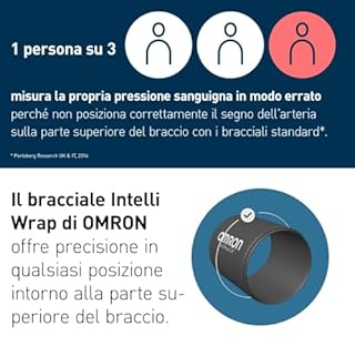 OMRON M3 Comfort AFib – Misuratore di pressione automatico da braccio con rilevamento della fibrillazione atriale + bracciale IntelliWrap, misurazione su 3 punti, 2 memorie