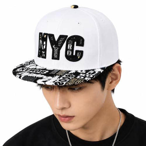 Image of VRITRAZ Comfortable Polyester 3D Printed Hip Hop Cap for Men & Women | Adjustable Snapback Closure Flat Brim Baseball Hat | Lightweight Urban Streetwear Headwear for Dance, Skateboarding, Gym, Sports