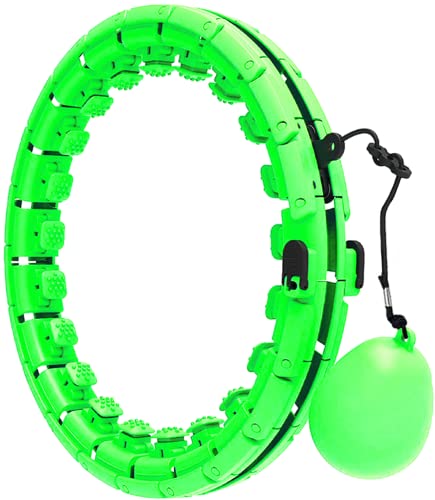 New Leaf Smart Weighted Hula Hoop for Adults | Weight Loss for Women Hoola Workout | 42" Waist Plus Size Fit | Exercise Fitness Equipment 24 Sections (Green)