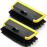Datanly 2 Pcs 10 Inch Solar Panel Soft Brush Cleaner Head, Bristles Scrub Brush with Rubber Protective Pads Prevent Scratches, for Solar Panels, Cars, RV, Trucks, Boats, Facades of Houses(Gray Black)