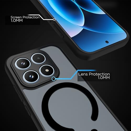 Image of RIGGEAR Shockproof Sleek Hybrid Armor Magnetic Back Cover Case Compatible with MagSafe Accessories for Xiaomi 17 (Smoke Black Matte PC + Black TPU Bumper)