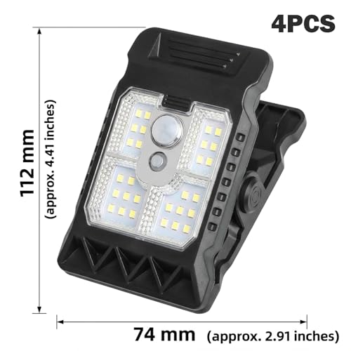 Luz de clip solar con sensor de movimiento impermeable pack de 4 lámparas portátiles para jardín 3
