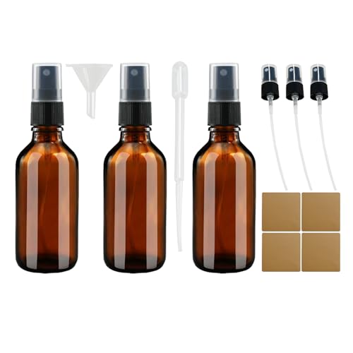 XHPHAPACK 4 oz Small Amber Glass Spray Bottles for Essential Oil Spray bottles Empty Mini Fine Mist Spray Refillable Glass Bottles