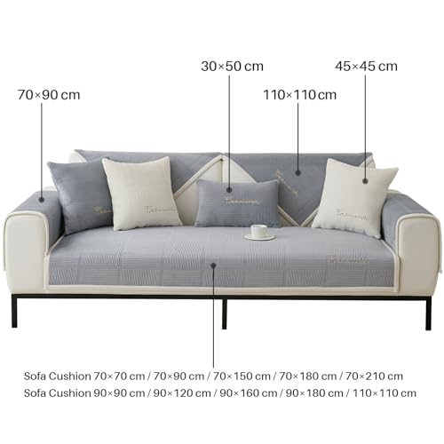 TOPCHANCES Sofa Überzug,2024 Neue Universelle rutschfeste Couch Überzug 1/2/3/4 Sitzer Für L Form Eckcouch Waschbar Sofabezug Hund Katze Kratzschut(Milchsamtgrau,70×150cm 1PCS)