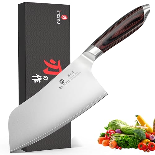 Image of imarku Meat Cleaver Knife 6.3 inch - Japanese High Carbon Stainless Steel Butcher Knife for Meat Cutting & Vegetable Chopping, Ultra-Sharp with Ergonomic Pakkawood Handle, Gift for Men & Women