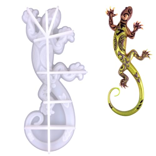 Molde de silicona de lagarto, espuma de resina 3D Jecko, bandeja para moldes de artesanía epoxi | Diseño creativo de forma de fundición, molde de arte reutilizable para decoración interior de resina