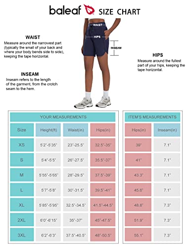 Baleaf Women's 7" Athletic Long Running Shorts Quick Dry Workout Hiking Shorts High Waisted Zipper Pocket Navy L #TOP5
