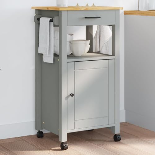 Gecheer Carrito de Cocina Monza Madera Maciza de Pino 48x40x90 cm,Carrito verdulero para Cocina,Carrito Auxiliar Multiuso,Carros de Servicio,RY-9