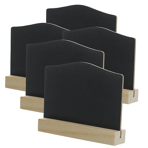 NAMOARLY 5Pcs Wooden Double Sided Mini Chalkboard Tabletop Sign Multi Functional Memo Board for Weddings Events and Home Decor Stand with Easy Clean Surface