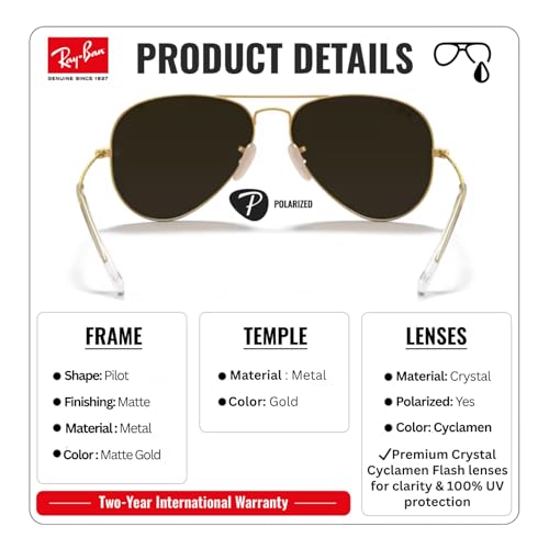 Image of Ray-Ban RB3025 AVIATOR FLASH LENSES Pilot Shaped Sunglasses for Men & Women with Official RAYBAN Eyewear Kit