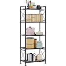 YOHKOH 5 Tier Metal Storage Rack Shelves, Standing Storage Shelf Units for Laundry Bathroom Kitchen Pantry (Black,17.0L x 12.9W x 53.3H)