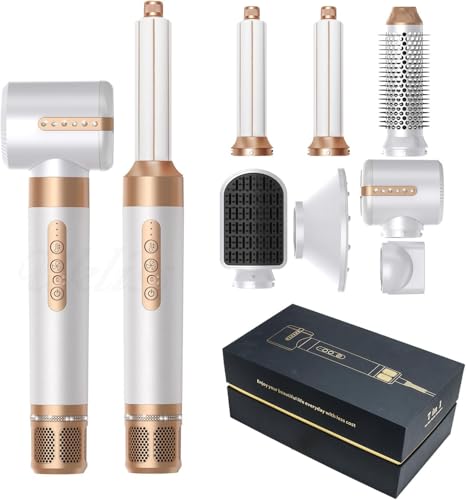 TANSHINE 7 in 1 parrucchiere stilista, 110000 RPM ione ad alta velocità asciugacapelli veloce essiccazione, imballaggio automatico essiccatore capelli aria calda asciugacapelli set, soffiare
