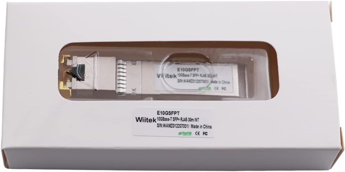 10G SFP+ to RJ45 Copper Modules, 1.25G/2.5G/5G/10GBase-T Ethernet Copper to SFP+ Transceiver Compatible for Intel E10GSFPT(Cat 6a/7 or Better, 30-Meter)