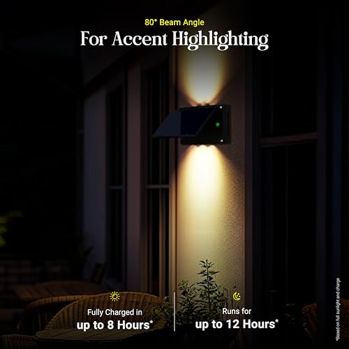 Image of Dylect Eco LED Solar Light, Up Down Solar Light Outdoor for Garden, Terrace, Doorway, Upto 12Hr Working, Auto On-Off (3000K, Warm White)