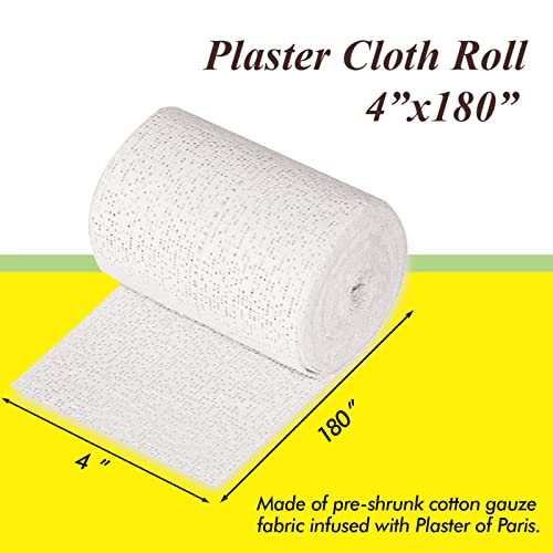 Falling in Art Plaster Cloth Rolls, 500gsm Plaster Strip, Plaster Gauze Bandages for Craft Projects, Mask Making, Belly Casts, Body Molds, 4inch x180inch, Single roll