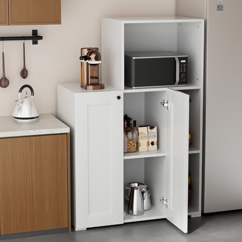 Catálogo para Comprar On-line Cocinas Prefabricadas , tabla con los diez mejores. 44 KINTOP Alacenas para Cocina, Organiza Especias, Alimentos y Ollas, Gabinete de almacenamiento con Puertas y Estantes Abiertos, Credenza Bufetera de Tablero de Partículas para...