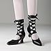 SaraIris Women's Black Mary Janes Kitten Heel Round Toe Ankle Strap Lace Up Shoes