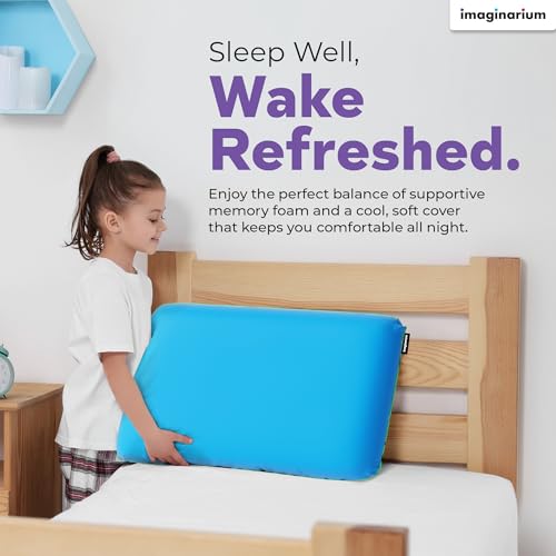 Image of Imaginarium Memory Foam Pillow for Bed - 16 inch x 24 inch Standard - Fun Decorative Colorful Pillow for Sleeping - Back, Stomach & Side Sleepers - Includes Cooling Cover (Party Pink)
