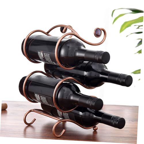 Soporte para 4 botellas de vino de hierro rojo miniatura 4