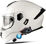 Caimcie Casque de Moto modulable, Conception intégrée homologuée ECE/Dot, Bluetooth, Casque Silencieux avec Double visière antibuée, Casque intégral de Course pour Hommes et Femmes M,M=54 56cm