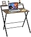GreenForest - Escritorio Plegable para Computadora, 2 Niveles con Estante, Mesa para Computadora Portátil, sin Necesidad de Ensamblaje (Brown)