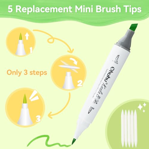 Image of Ohuhu Alcohol Markers: Mini Brush & Slim Broad 60 Landscape Colors Dual Tip Brush Tip Alcohol-based Art Marker for Artists Adults Coloring Illustration- Refillable - Kaala B Series of Ohuhu Markers