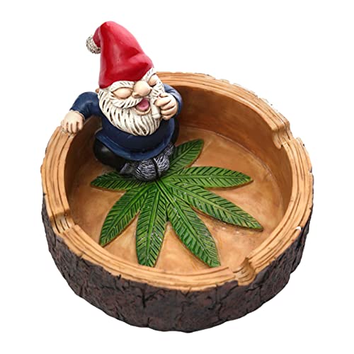 Peosevi Ceniceros Divertidos de gnomos para Cigarrillos al Aire Libre, Cenicero de Estatua de Enano de Resina Hecho a Mano, Elf Decor Cool Ashtrays Ash Catcher para Decoraciones de Escritorio Cover