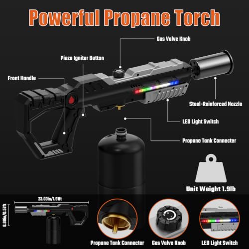 Image of Sondiko Powerful Propane Torch Gun with LED Light, 23'', Best Gift for Men