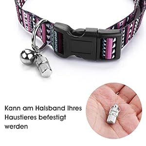 Anti-Lost Cat Dog ID Tags, 6 Pieces Pet Barrel Tube Collars Address Name Label Prevent Pet Lost