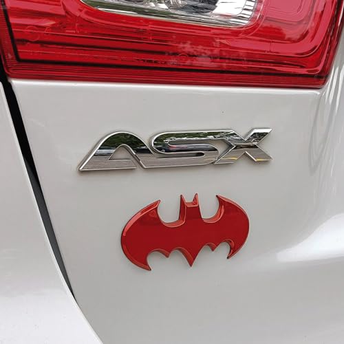 Image of Fan Emblems Batman 3D Car Badge - 1989 Batwing Logo (Red Chrome: 3.8 x 1.8 x 0.2 inches)